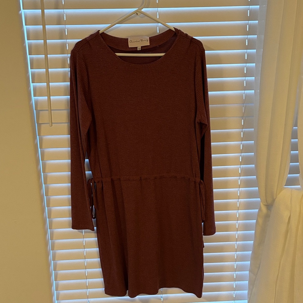 Charles Henry Long Sleeve Dress in Rich Brown